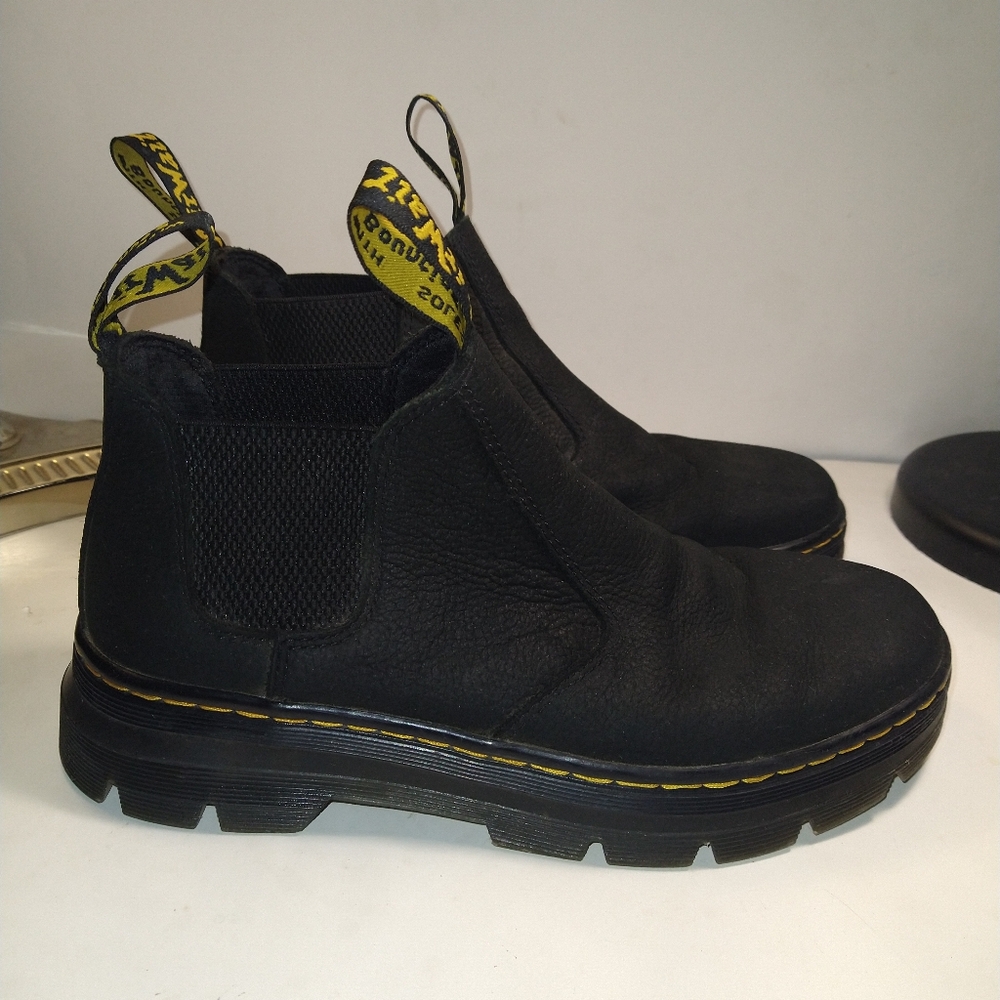 Dr. Martens Hardie II Black Leather Chelsea Work Boots Men's sz 8M.
